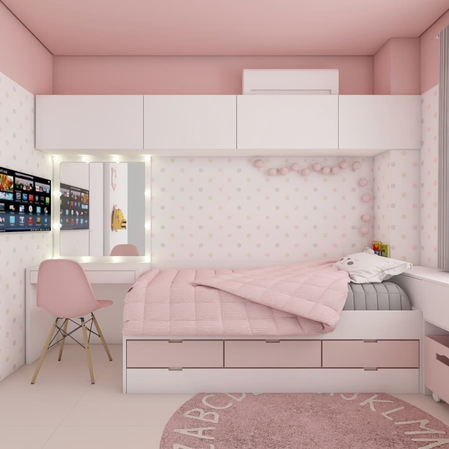 quarto rosa com branco