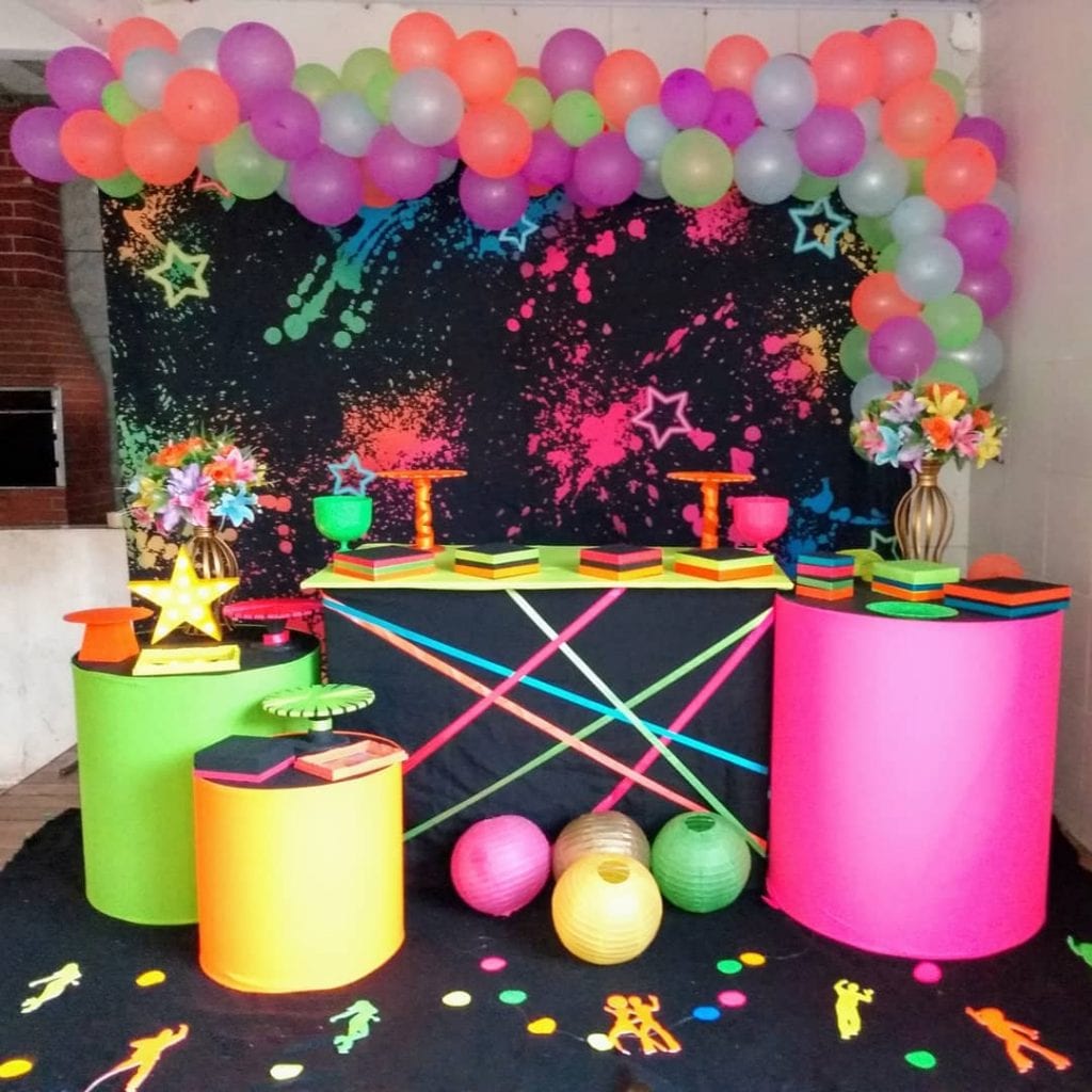 Cenário Festa Neon - Pano Fundo Fotografia Aniversário Decoração