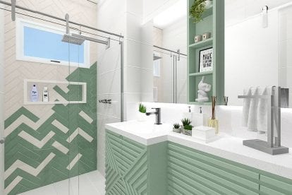 banheiro verde com branco