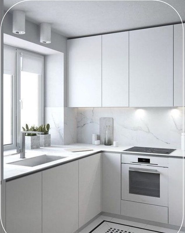 cozinha branca minimalista com janela