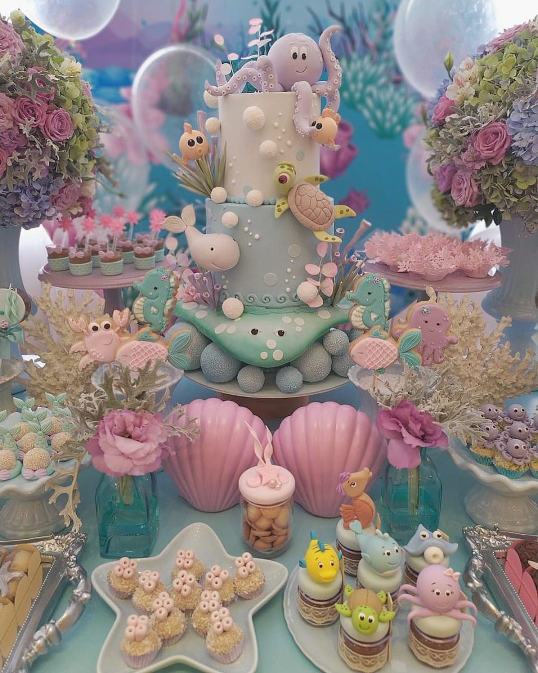 bolo festa fundo do mar