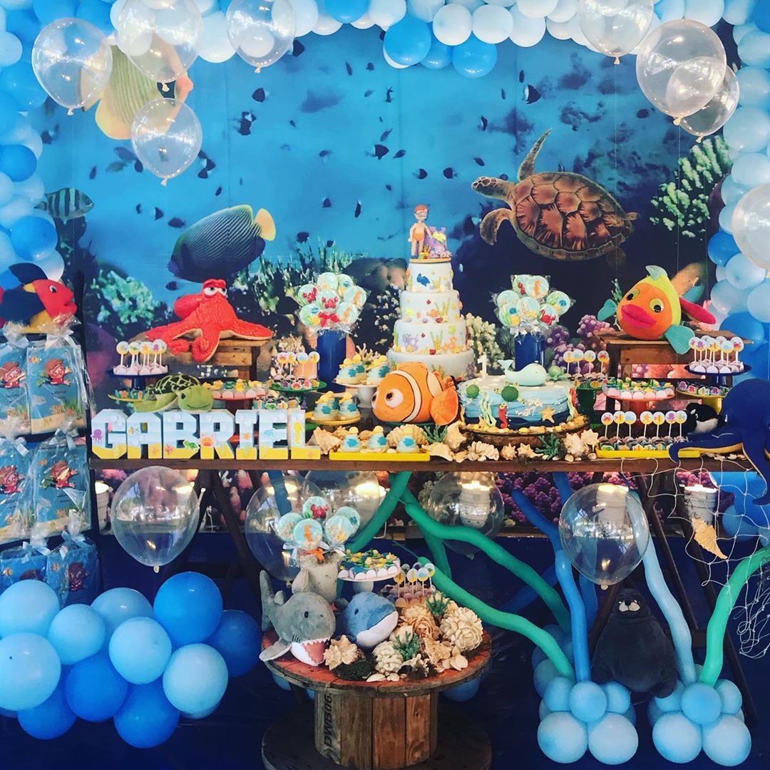decoração festa fundo do mar