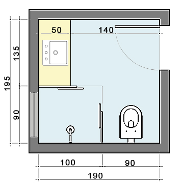 planta baixa de banheiro quadrado pequeno